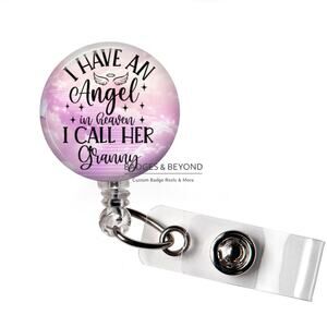 👼💖 I Have an Angel in Heaven I Call Her Granny Badge Reel | Memorial ID Holder